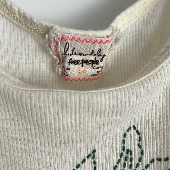 Vintage Intimately Free People Cream Ribbed Stripe Tank Top S - Picture 3 of 7